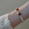 Pulseira da Fortuna de Pérola de Água Doce Moda Feminina Pulseira Distinta de Esmeralda Moda Estilo Coreano Ágata Vermelha Simples Joia de Mão