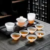 Tetera de Porcelana Jade Vidrio Juego de Té Kung Fu Accesorios Tazón de Cubierta Juego de Té de Gama Alta Juego Completo Regalo para Hogar Oficina Venta al por Mayor