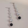 Ni Ni con personalidad aretes de perlas versátiles borla larga temperamento simple gota para la oreja diseño nicho ins