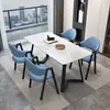 Juego de mesa y sillas de comedor italianas de losa de roca de lujo ligero, uso doméstico moderno minimalista, adecuado para espacios pequeños, mesa rectangular de losa de roca