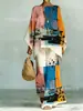 Nuevo conjunto de dos piezas para mujer: camiseta casual de moda con estampado transfronterizo, cuello redondo, manga larga + pantalones de campana