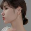 Eloki s925 Línea Tremella Estilo Coreano para Mujer Pequeño Fresco Hueco Diamante Cruz Pendiente de Clip para Oreja Joyería Larga para Oreja G9247