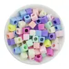 7*7mm Acrílico Monocromático Cuadrado Agujero Grande Cuentas Sueltas Material para Bisutería Pulsera Tocado Joyería DIY Accesorios