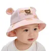 Chapéu de Pescador de Verão Infantil Fofo com Orelhas de Urso, Proteção Solar, Chapéu Bucket de Malha Respirável, Chapéu de Viagem para Meninos e Meninas