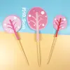 Bandeirinha de decoração para bolo de assar em formato de árvore pequena, cena com cem papéis de menina da floresta, cartão de bolo de aniversário