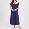 Suministro exclusivo transfronterizo Bata de noche para mujer encaje de algodón puro empalmado ropa de casa verano manga corta cuello cuadrado estilo fino pijamas para mujer algodón puro