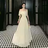 Vestido Largo de Malla Blanca Francés de un Solo Hombro para Mujer, Verano de Alta Gama Elegante Hermoso Vestido Largo Ceñido a la Cintura, Vestido de Cumpleaños