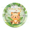 Bp003 Prato de Papel Animal da Selva Louça para Festa de Feriado para 8 Pessoas Decoração de Tigre Elefante Prato de Papel Descartável