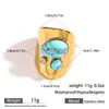 Anillo de Acero Inoxidable Titanio Piedra Natural No Desvanecible Estilo Europeo Americano Malt Anillo de Banda Abierta Ancha Joyería Popular Transfronteriza