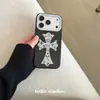 Cruz 3D con Purpurina adecuada para funda de iPhone 18promax Apple 17 Borde Redondo 16/15P Avanzado