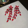 Brincos de Flores de Cristal com Espiga de Trigo Prateada Design Único de Nicho Brincos de Luxo Acessível Brincos Elegantes de Alta Qualidade