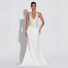 Vestido de Fiesta de Noche Halter Brillante Empalmado Estilo Europeo y Americano Transfronterizo Amazon Sexy Largo para Mujer