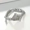Reloj Pulsera de Diamantes de Moda Estilo Coreano, Reloj de Diamantes de Lujo Accesible para Dama, Reloj Decorativo, Reloj de Moda Oro Rosa
