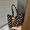 Bolsa de ombro feminina de alta qualidade com poá japonês e coreano, modelo novo 2026, grande capacidade, bolsa tote casual para o dia a dia