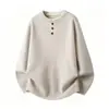 Suéter de Punto Falso de Dos Piezas para Hombre Otoño Invierno Cuello Redondo Botones Estilo Perezoso Holgado Versátil Capa Base Casual