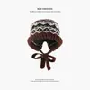 Sombrero de Punto Grueso Cálido Estilo Fair Isle de Invierno para Mujer con Protección para las Orejas Versátil Sombrero de Lana para Circunferencia de Cabeza Grande Sombrero Lei Feng