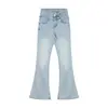 Jeans con Micro-cuerno de Lazo para Mujer Otoño Vintage Cintura Alta Ajustados Ceñidos a la Cadera Pantalones de Herradura