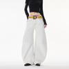Jeans Laranja Infantil # Design Americano Retrô Lavado Pernas Largas para Mulheres, Solto, Slim, Moderno, Casual e Versátil Calças Compridas