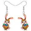 Aretes de Acrílico de Conejo Pendientes Colgantes de Dibujos Animados de Pascua Accesorios para Orejas Encanto Transfronteriza Moda Niñas Damas Niños