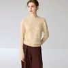 Terciopelo Baicai 100% Cachemir Puro Estilo Nuevo Primera Línea Listo para Usar Cuello Redondo Tejido Calado Tejido Sin Costuras Versátil Casual