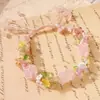 Guirnalda de Principios de Primavera Estilo Bosque Pulsera de Cristal Natural Nueva Pulsera Popular Pulsera de Malla Tejida Hecha a Mano