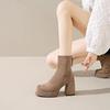 Botas Finas de Camurça para Mulheres, Botas Curtas, Novo Estilo Outono e Inverno 2026, Botas Elásticas Europeias e Americanas de Salto Alto, Botas Martin de Alta Qualidade e Elegantes