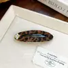 Grampo de Cabelo Clip BB com Estampa de Leopardo Cor de Café Flor de Íris Dourada Coreana Acessório de Cabelo Fashion de Alta Qualidade Franja Lateral