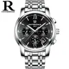 Ruizhiyuan aço fino caixa aço pulseira multi-função relógio de aço masculino original quartzo 6 ponteiros atacado negócio relógio não mecânico