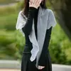 2025 Nuevo Otoño e Invierno Tejido de Lana Cardigan Chal Calado para Mujer Moda Versátil Holgado Color Sólido