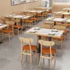 Conjunto de Mesa e Cadeiras de Jantar de Madeira Maciça com Tampo de Ardósia para Restaurantes de Fast Food, Lanchonetes, Churrascarias, Lojas de Chá com Leite, Restaurantes de Café da Manhã e Estabelecimentos de Refeição