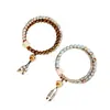 Nuevo brazalete de cuentas de bodhi con estrella y luna estilo chino con piedra Shoushan, loto, sándalo verde y gato de la fortuna, diseño de doble vuelta, venta al por mayor desde el fabricante