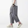Pantalones Cortos de Algodón y Lino Estilo Chino Nuevos de Verano 2026 para Hombre, Pantalones Anchos Tipo Linterna, Pantalones Cónicos de Talle Grande Forma de Zanahoria
