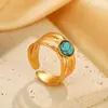Anillo Abierto de Acero Inoxidable Multicolor Turquesa Estilo Bohemio Transfronterizo Material Ecológico No se Desvanece Titanio Simple para Mujer