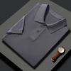 Delgada Primavera y Verano Seda de Morera Manga Corta para Hombre Base Negocios Casual Cuello POLO Lana Peinada Tejida Camiseta de Media Manga