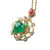 Collar de Mujer con Colgante Antiguo de Oro y Calcedonia Roja y Verde Collar Elegante para Mujer con Gota de Agua Incrustada en Oro