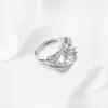 Anillo de Vid de Espiga de Arroz con Incrustaciones de Diamantes de Hoja y Flor Nuevo Más Vendido en Wish Europeo y Americano, Fabricante de Joyería para Mujeres Europeas y Americanas en Stock