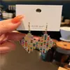 Brincos de Corrente Longa com Garras Exageradas Elegantes de Prata S925 com Strass para Mulheres Brincos com Franjas de Diamante Colorido Europeus e Americanos Brincos da Moda