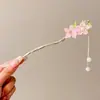 Grampo de Cabelo de Madeira de Alta Qualidade com Franjas e Design Floral, Acessório de Cabelo Estilo Chinês Tradicional para Mulheres, Novo Modelo 2026, Novo Grampo de Cabelo Estilo Chinês
