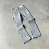 Jeans de estilo retro americano lavado y desgastado con dobladillo crudo, transfronterizos europeos y americanos, para hombres y mujeres, estilo callejero casual hip-hop, corte holgado, ligeramente acampanado