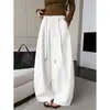 Calça Longa de Perna Larga Cor Sólida com Design de Amarração, Cintura Alta Emagrecedora Fina, Estilo Redutor de Idade Carambola, Coleção Primavera/Verão 2026