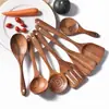 Utensilios de Cocina Antiadherentes de Madera Espátula de Madera con Mango Largo Espátula para Ollas de Madera Juego de Espátulas y Cucharas de Madera Espátula para Ollas de Madera Cucharón de Sopa