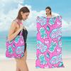 Toalha de Praia e Bolsa de Ombro 2 em 1 Personalizada, Bolsa de Ombro de Praia Multifuncional Dobrável com Toalha Estampada que Absorve Água