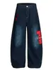 Jeans Retro Americanos con Bordado de Estrella, Efecto Desgastado, Forma de Cimitarra, para Hombres y Mujeres, Pantalones Anchos Rectos Sueltos para Parejas, Modernos