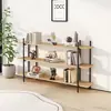Estante, prateleira de armazenamento, autoportante, doméstico, ferro forjado, armário de armazenamento multicamadas, pequeno, prateleira simples de aço e madeira, rack de armazenamento, sala de estudo