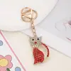 Chaveiro de Metal de Gatinho Fofo, Chaveiro Criativo para Carro Cravejado de Diamantes, Pingente de Bolsa, Presente de Feriado Atacado