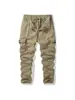 Calças Masculinas Longas Elásticas Outono Inverno Casuais ao Ar Livre Multi-Bolsos Algodão Elástico Calças de Trabalho Calças Longas Lavadas Calças Longas Ame Kaji