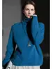 Ropa Zhengqite/Diseño sin costuras cepillado de cachemira, suéter de punto cálido de cuello alto, color liso, suéter cepillado versátil para otoño e invierno