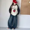 Roupa de Outono para Meninas: Conjunto de Camisetas Color Block de Manga Longa, Novo Moda 2026 Estampado Elegante e Calça Jeans Conjunto de Duas Peças para Crianças
