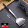 Espátula de cocina práctica para cocinar, espátula de madera para freír para el hogar, cuchara para olla de mango largo