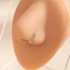Piercing de Nariz Rombo Geométrico Estilo Europeu e Americano com Strass Cruzado Nova Moda Quadrado de Metal Tendência Versátil Piercing de Nariz para Mulheres